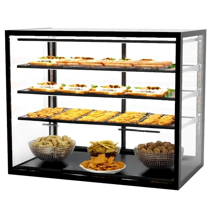 Neutrale Vitrine | INTEGRA | Zwart | 4 Niveaus |, Zakelijke goederen, Horeca | Keukenapparatuur, Nieuw in verpakking, Verzenden