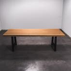Boomstamtafel, Eettafel 230x92 massief hardhout, metaalpoot, Huis en Inrichting, Overige houtsoorten, Robuust Modern, Vijf personen of meer