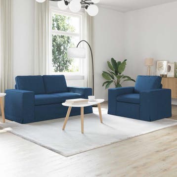 vidaXL bank / zetelstel 2 st Blauw Stof, Verzenden, Nieuw