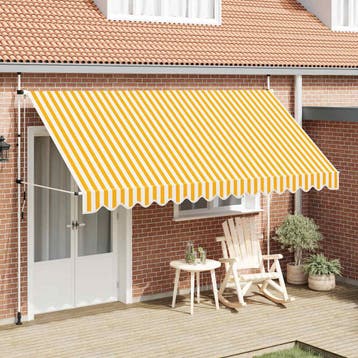 vidaXL Luifel handmatig uittrekbaar 400 cm oranje en witte, Verzenden