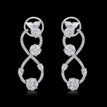 Oorbellen - 18 karaat Witgoud - 1.99ct. tw. Diamant, Nieuw