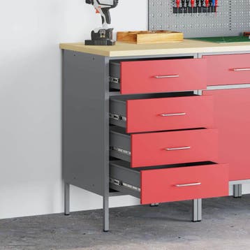vidaXL Werkbank Rood en Grijs 50 x 55 x 85 cm Engineered, Verzenden, Nieuw
