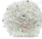 Pomander foamroosbal Wit 14 cm met diamantjes, Nieuw