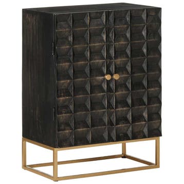 vidaXL Dressoir 55x34x75 cm massief mangohout en ijzer zwart, Verzenden