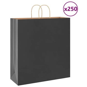 vidaXL Papieren zakken 250 st met hengsels 45x17x48 cm zwart, Divers, Emballage cadeau, Verzenden