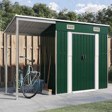 vidaXL Tuinschuur met verlengd dak 277x107x181 cm staal, Verzenden, Nieuw