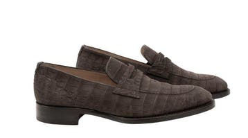 ISAIA NAPOLI - 9 UK - 43 IT - Alligator Nabuk Brown Penny