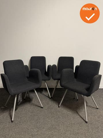 Vergaderstoel - Antraciet - Set van 4 - refurbished, Vergader- of Presentatieruimte, Ophalen of Verzenden, Gebruikt, Stoel