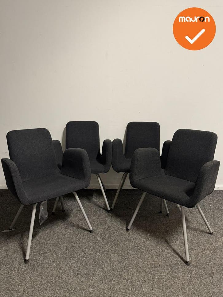 Vergaderstoel - Antraciet - Set van 4 - refurbished, Articles professionnels, Aménagement de Bureau & Magasin | Mobilier de bureau & Aménagement