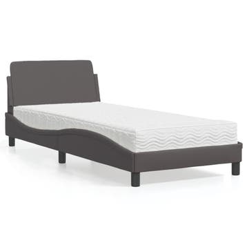 vidaXL Bed met matras Dover kunstleer grijs 80x200 cm, Verzenden, Nieuw