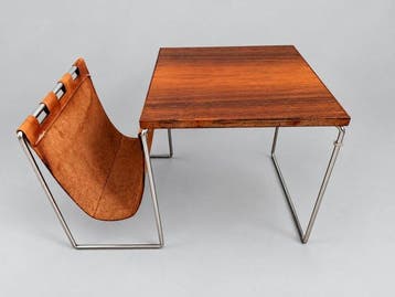 Brabantia - van Elderen - Bijzettafel - Hout, Leder, Staal -