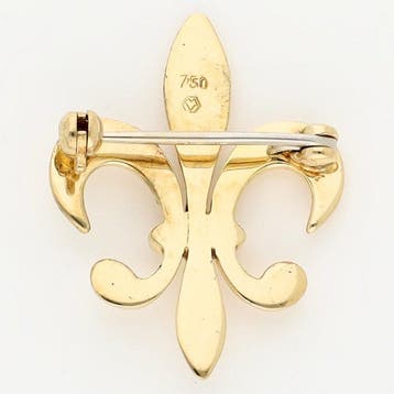 Broche - 18 carats Or jaune - Fleur de Lis / Diamant
