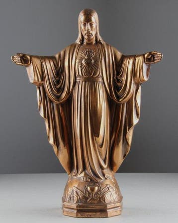 Beeldje - Sacred Heart of Jesus in Wooden Shrine -