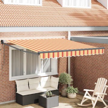 vidaXL Electric Awning 3,5 x 2,5 m Geel en oranje gestreept, Verzenden, Nieuw