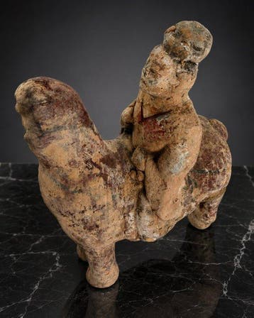 Oud-Chinees, Han-dynastie Terracotta rijder/bewaker te paard