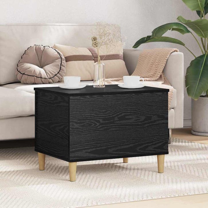 vidaXL Nachtkastje Zwart Eiken 60 x 44,5 x 45 cm Bewerkt, Maison & Meubles, Tables | Tables de salon, Envoi