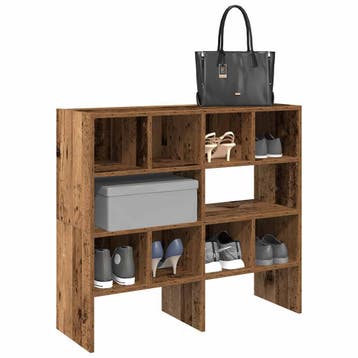 vidaXL Schoenenrekken 2 st stapelbaar 89,5x30x40 cm oud, Verzenden