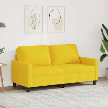 vidaXL Tweezitsbank / zetel 140 cm stof lichtgeel, Verzenden