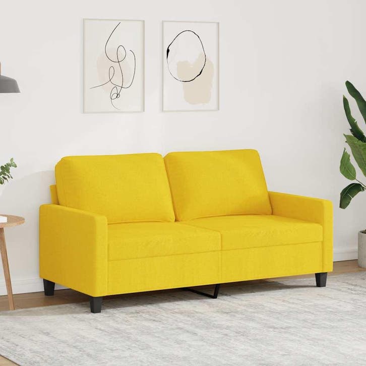 vidaXL Tweezitsbank / zetel 140 cm stof lichtgeel, Maison & Meubles, Canapés | Salons, Envoi