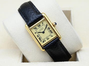 Cartier Tank Ref. 5057001 Year 1987 (Box & Papers), Overige merken, Leer, Polshorloge, Ophalen of Verzenden