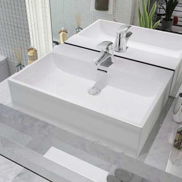 vidaXL Wastafel met kraangat wit 60,5x42,5x14,5 cm keramiek, Verzenden