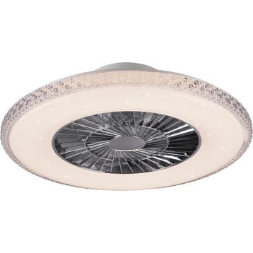 Ronde LED plafondlamp ventilator 60 cm mat chroom, dimbaar, Verzenden, Nieuw