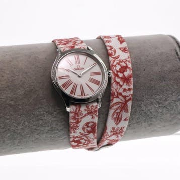 OMEGA - 26 mm, stainless steel on Toile de Jouy strap - De