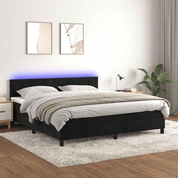 vidaXL Boxspring met matras en LED fluweel zwart 160x200 cm, Verzenden, Nieuw