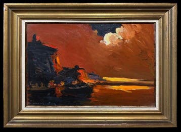 Vives Maristany (XX) - Soleil Couchant au Port