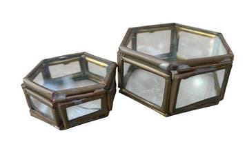 Vitrine (2) - Verre, Laiton - Boîte en verre, Nieuw