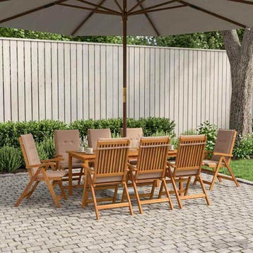 vidaXL 9-delige tuindinset 9 st Naturel Massief Acacia Hout, Tuin en Terras, Verzenden, Nieuw