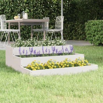 vidaXL Plantenbak 78x78x27 cm massief grenenhout wit, Verzenden