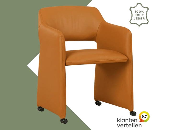 Leren eetkamerstoel Icon - Toledo Mandarin (oranje), Maison & Meubles, Chaises, Enlèvement ou Envoi