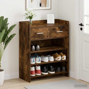 vidaXL Schoenenkast 73,5 x 36 x 92 cm Bewerkt hout Gerookt, Verzenden, Nieuw