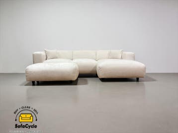 Hoekzetel wit in bouclé, hoek R – overstock, Verzenden