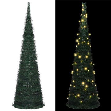 vidaXL Kunstkerstboom met verlichting pop-up 210 cm groen, Verzenden
