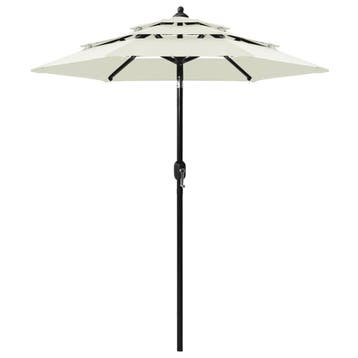 vidaXL Parasol 3-laags met aluminium paal 2 m zandkleurig, Jardin & Terrasse, Parasols, Verzenden