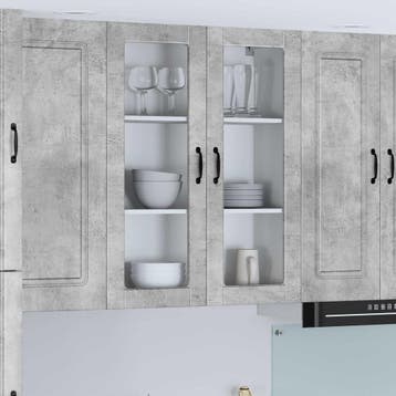 vidaXL Wandglas Kasten LUCCA Betongrijs 80 x 31 x 100 cm, Huis en Inrichting, Verzenden, Nieuw