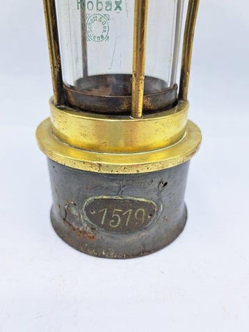 Lampe - Mijnlamp - Laiton, Fer, Verre - Lampe de mineur