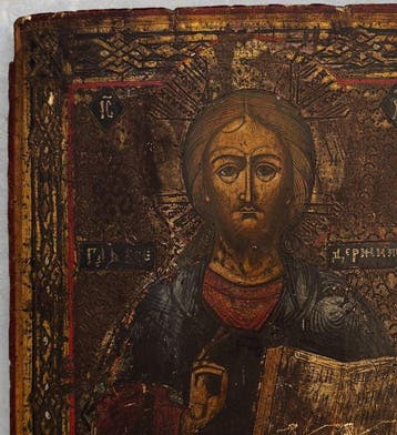 Icoon - Hout - PANTOCRATOR, Antiek en Kunst