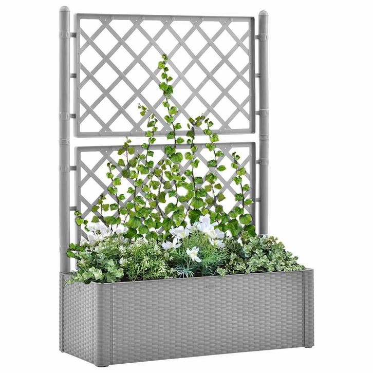 vidaXL Plantenbak verhoogd met latwerk en, Tuin en Terras, Bloempotten, Nieuw, Verzenden