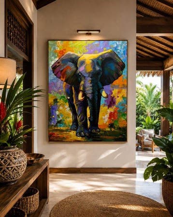 Karlos (XL) - Fuerza del elefante multicolor, Antiek en Kunst