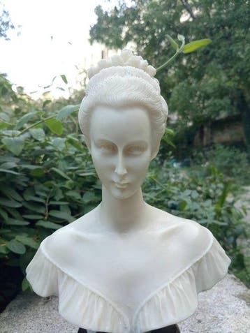 Buste, Manon Lescaut (1731) - 25 cm - Albast