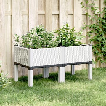 vidaXL Plantenbak met poten 80x40x42 cm polypropeen wit, Verzenden, Nieuw