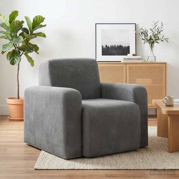 vidaXL Fauteuil Donkergrijs fluweel, Verzenden