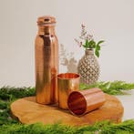 Puur koperen set van fles bloempatroon ± 950 ml met 2 bekers, Ophalen of Verzenden, Nieuw