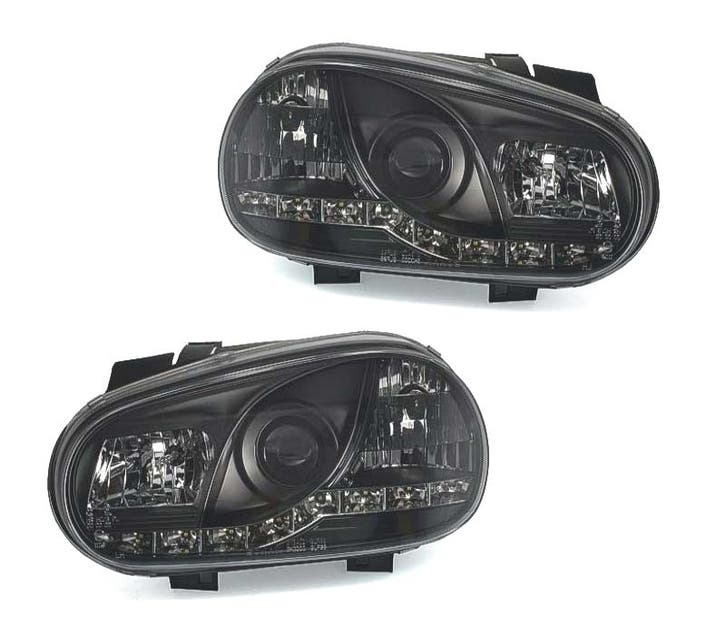 PHARES VOLKSWAGEN VW GOLF 4 DAYLIGHT LED FOND NOIR, Autos : Pièces & Accessoires, Éclairage, Envoi