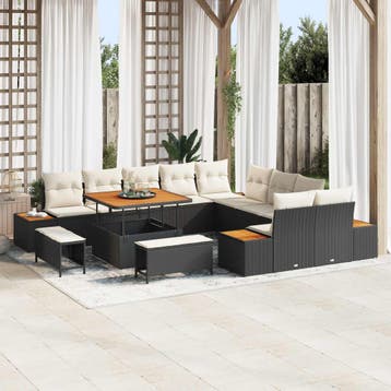 vidaXL Tuinbank Set 13 st 12-Aantal zitplaatsen Zwart en, Verzenden, Nieuw