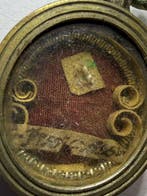 Reliquaire - Toile de jute, Verre, Laiton - 1800-1850 -