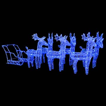 vidaXL Kerstversiering rendieren en slee 320 LEDs acryl, Verzenden, Nieuw